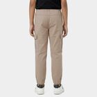 Boys' Beige Cotton Regular Fit Trousers, गहरा पीला, small