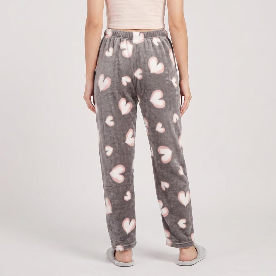 Women's Grey Straight Fit Heart Lounge Pyjama, Light Grey, large