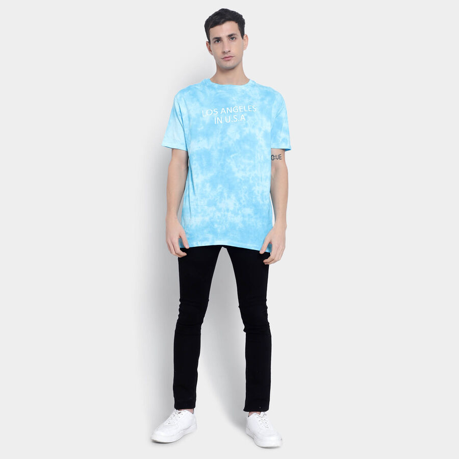 Cotton Round Neck T-Shirt, Sky Blue, large image number null
