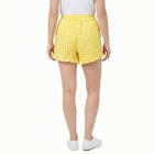 Women's Yellow Regular Fit Gingham Ruffle Hem Shorts, पीला, small