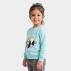 Girls' Aqua Crew Neck Pullover Sweatshirt, एक्वा, small