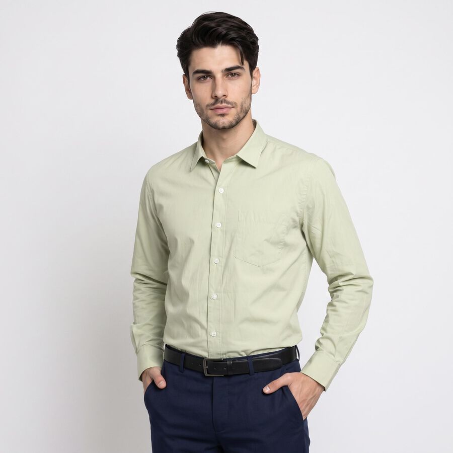 Men's Green Formal Shirt, Light Green, large