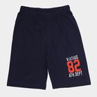 Boys' Navy Blue Regular Fit Drawstring Bermuda Shorts, नेवी ब्लू, small