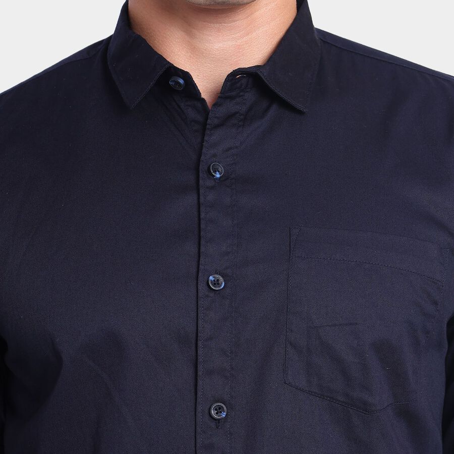 Men's 100% Cotton Casual Shirt, गहरा नीला, large image number null