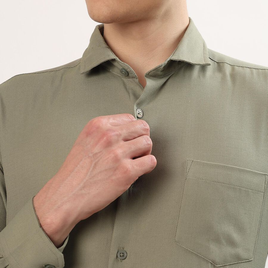 Men's Olive Spread Collar Formal Shirt, Olive, large