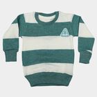 Infants' Teal Crew Neck Striped Pullover, टील ब्लू, small