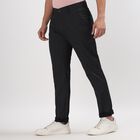 Men's Slim Fit Casual Trousers, काला, small image number null