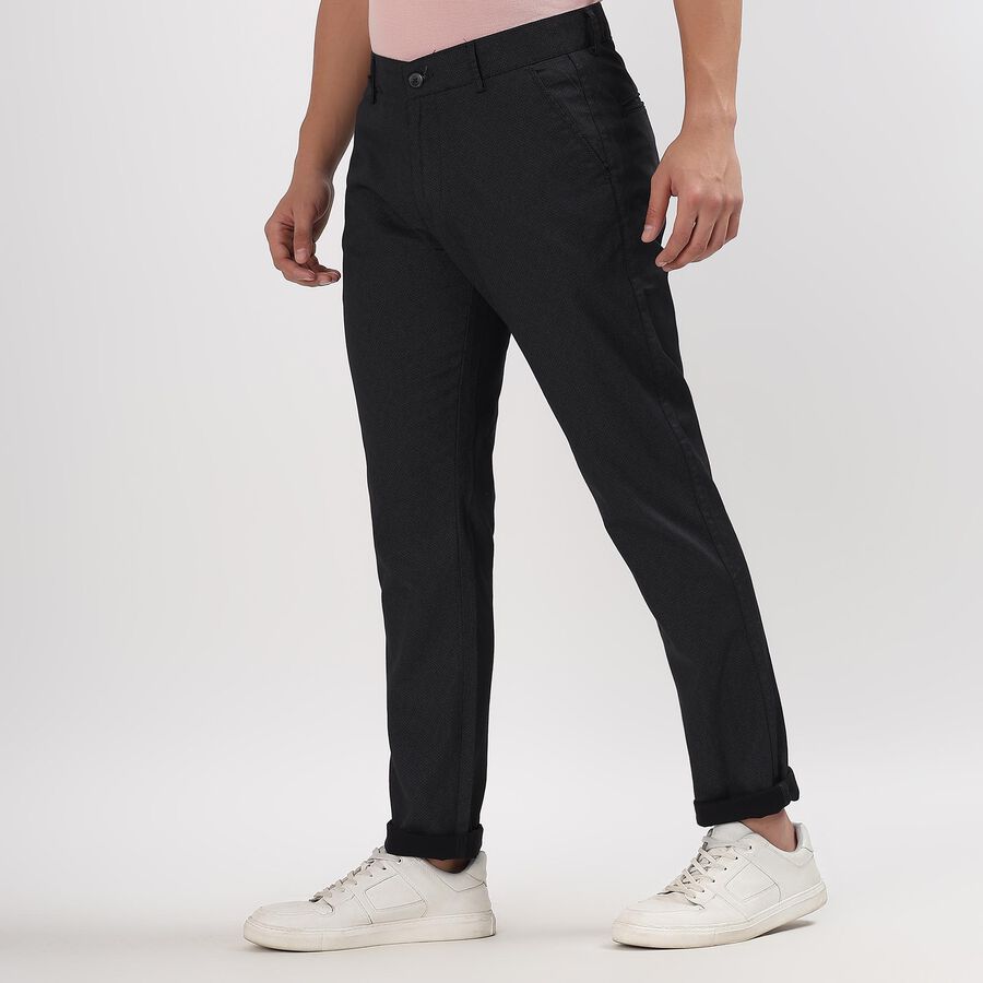 Men's Slim Fit Casual Trousers, काला, large image number null