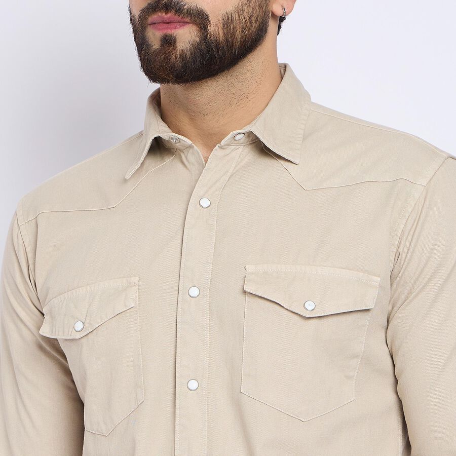 Men's 100% Cotton Casual Shirt , Beige, large image number null