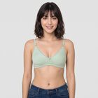 Women's Mint Green Cotton Blend Regular Bralette Bra, Light Green, small