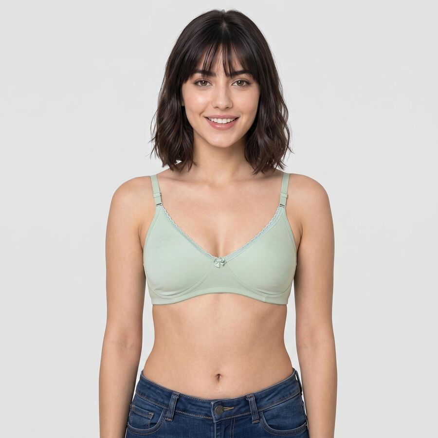 Women's Mint Green Cotton Blend Regular Bralette Bra, Light Green, large
