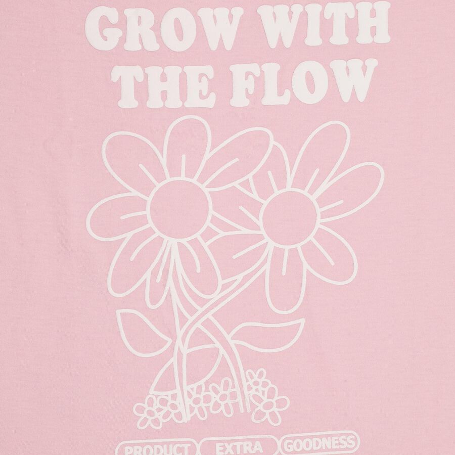 Girls' Light Pink Crew Neck Short Sleeve T-Shirt, हल्का गुलाबी, large image number null