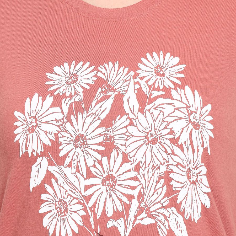 Ladies' Round Neck T-Shirt, गुलाबी, large image number null