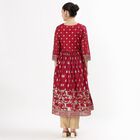 Women's Burgundy V-Neck Embroidered Anarkali Kurta, Fuchsia, small image number null