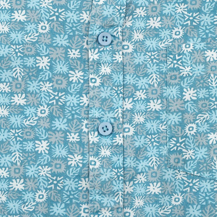 Boys Light Blue Floral Regular Fit Casual Shirt, Light Blue, large