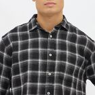 Men's Dusty Charcoal Black Button-Down Casual Shirt, Black, small