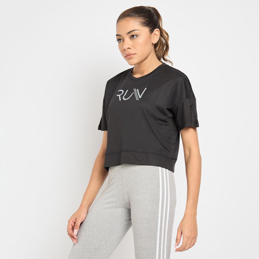 Ladies'  Crop  Top, Black, large image number null
