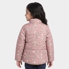 Girls' Pink Stand Collar Puffer Jacket, Pink, small