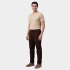 Men's Jet Black Slim Fit Casual Trousers, भूरा, small