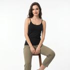 Women's Black Cotton Blend Scoop Neck Camisole Slip, काला, small