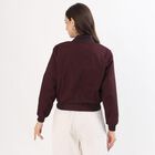 Women's Rich Maroon Ribbed Bomber Jacket, Wine, small image number null