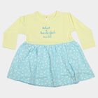 Infants' Yellow Fit and Flare Embroidered Long Sleeve Frock, पीला, small
