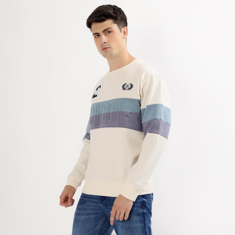 Men's Off-White Crew Neck Casual Sweatshirt, Off White, large image number null