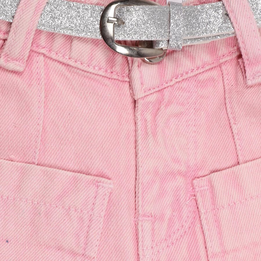 Girls' Light Pink Flared Fit Overdyed Jeans, Pink, large image number null