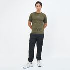 Men's Muted Olive Green Crew Neck Athleisure Drifit T-Shirt, ओलिव, small