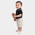 Infants' Black Cotton Polo Neck Embroidered Baba Suit, Black, small
