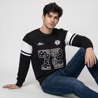 Men's Black Crew Neck Graphic Print Sweatshirt, Black, small