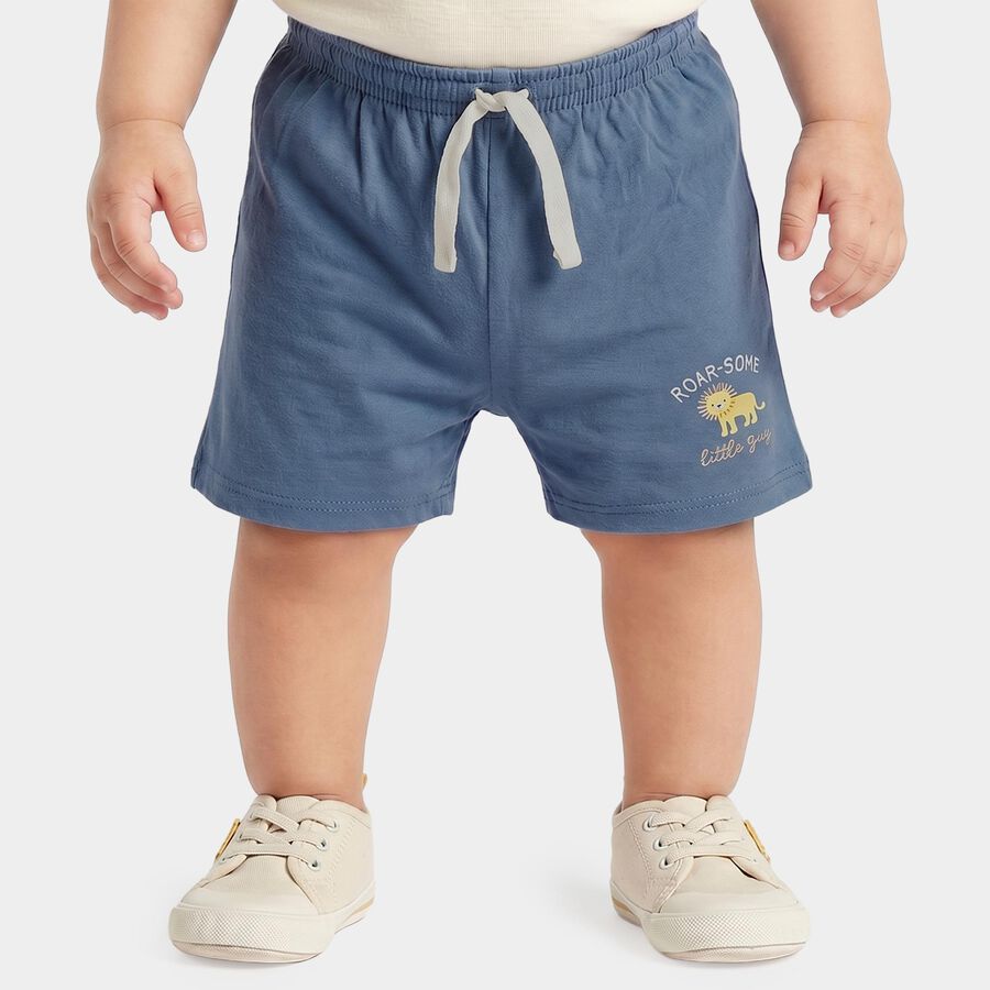 Infants' Blue Regular Fit Printed Half Pant, रॉयल ब्लू, large