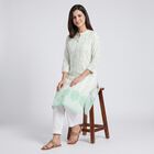 Women's Mint Green Mandarin Collar Printed Straight Kurta, Light Green, small