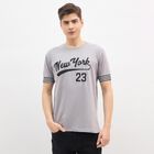 Men's Light Grey Cotton Round Neck Casual T-Shirt, Light Grey, small