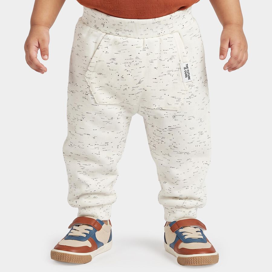 Infants' Melange Light Grey Jogger Fit Printed Pyjama, मिश्रित हल्का ग्रे, large