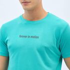 Men's Vibrant Turquoise Crew Neck Athleisure T-Shirt, टील ब्लू, small image number null