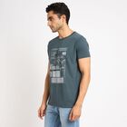 Men's Round Neck Half Sleeves T-Shirt , मध्यम नीला, small image number null
