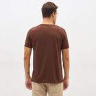 Men's Brown Round Neck Slim Fit Printed T-Shirt, Brown, small
