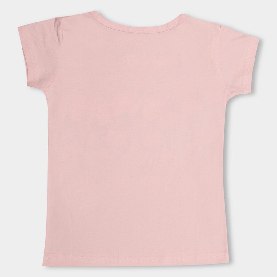 Girls' 100% Cotton T-Shirt, हल्का गुलाबी, large image number null