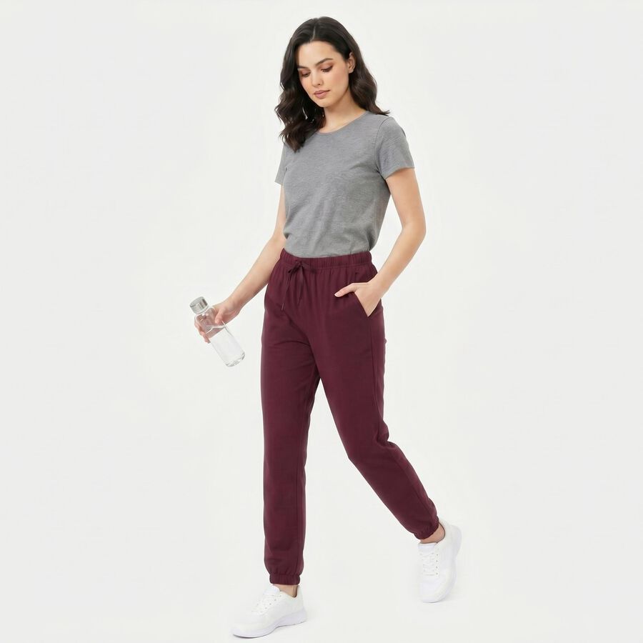 Women's Purple Jogger Fit Solid Track Pants, Purple, large