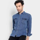 Cotton Solid Casual Shirt, Melange Blue, small image number null