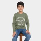 Boys Olive Green Round Neck Regular T-Shirt, ओलिव, small