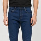 Men's Blue Slim Fit Washed Jeans, मध्यम नीला, small