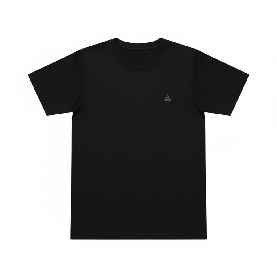 Boys Jet Black Round Neck Casual Half Sleeve T-Shirt, काला, large image number null