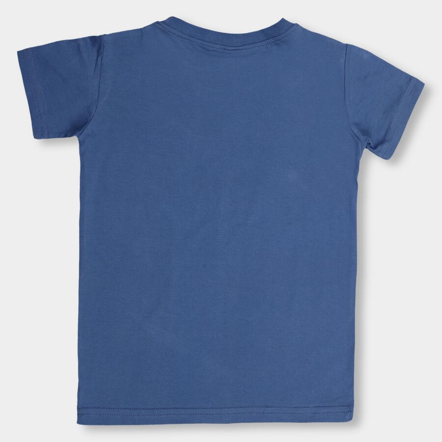 Boys' 100% Cotton Half Sleeves T-Shirt, मध्यम नीला, large image number null