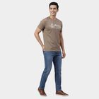 Men's Brown Round Neck Solid T-Shirt, Brown, small