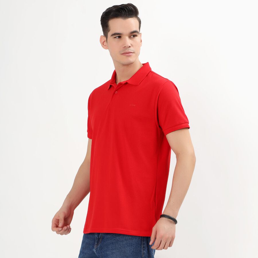 Men's Collared Half Sleeves T-Shirt, लाल, large