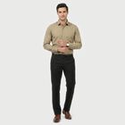 Men's Black Slim Fit Flat-Front Formal Trousers, Black, small