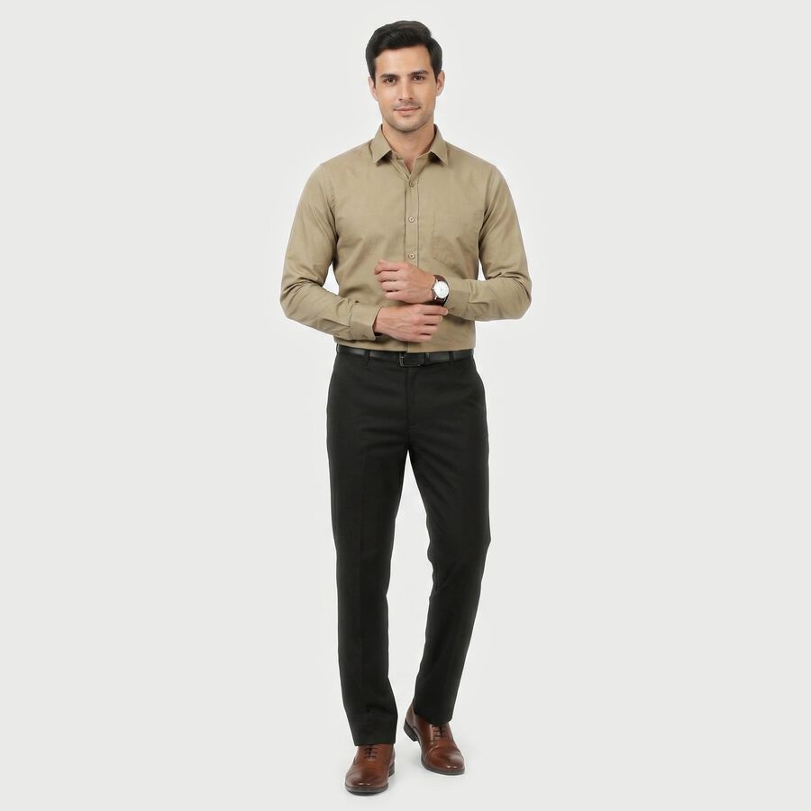 Men's Black Slim Fit Flat-Front Formal Trousers, Black, large