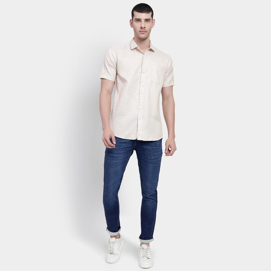 Men's Light Beige Regular Collar Slim Fit Shirt, गहरा पीला, large image number null